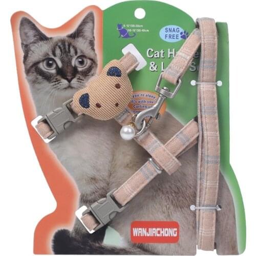 Cat Adjustable Harness Vest Walking Lead Leash For Small Medium Cat