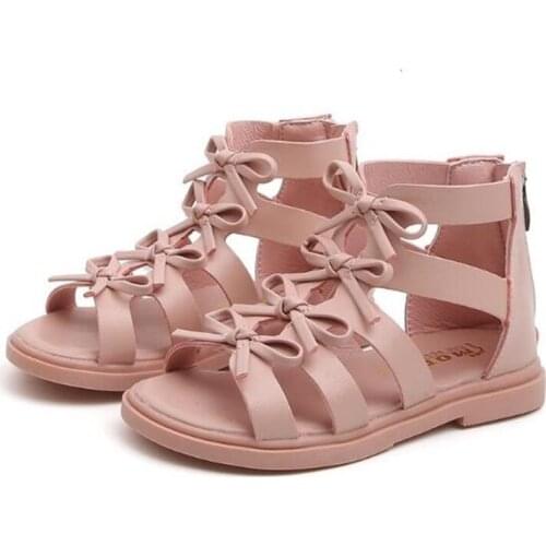 Girls Sandals Soft Leather Roman Shoes Cut Out Princess Shoes 2021 Summer New Baby Sandals