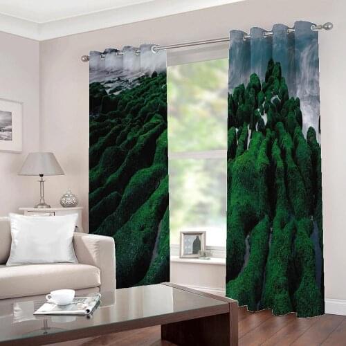 Modern Creative Forest tree waterfall scenery Beautiful Photo Window Curtains For Living room Bedroom Blackout Drapes Home Decor