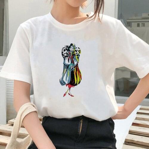 Disney Cruella De Vil Stylized Premium T-Shirt Graphic Cute Fashion Lady Clothes Tops Tees Harajuku Female Tshirt