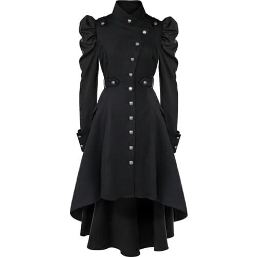 Women Gothic Steampunk Jacket Tailcoat Victorian Frock Coat Uniform Party Halloween Costume Woman Vintage Medieval Jacket Coats