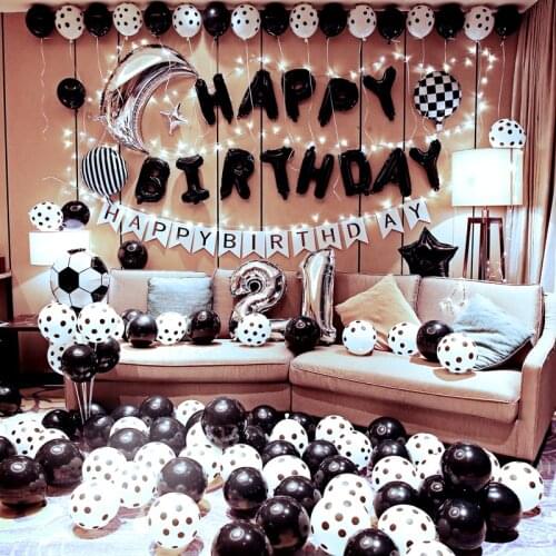 1set white black balloons adult 21th birthday decoration background Adult ceremony party decoration 21 years old balls