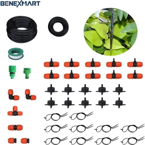 10m Drip Irrigation Pipe Garden Watering Adjustable Nozzles system Curved Water Saving Micro Practical Dripper