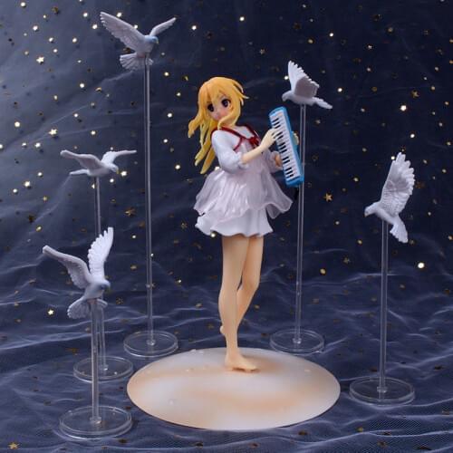 15CM cartoon Violinist Miyazono Kaori with Seagull Cake decorations Model Collection toys fans Gift