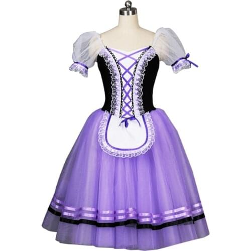 Giselle Ballet Costumes Purple Ballerina Stage Dance wear Performance Professional Adult Brown Romantic Ballet Tutu Long Dress