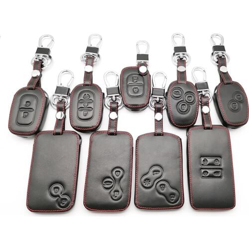 Soft Leather Car Key Case Cover Holder For Renault Megane Clio Logan Kadjar 1 2 3 Scenic Koleos 9 Styles Keychain Card Case