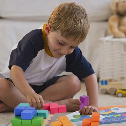 ChildrenS Colorful Wooden Building Blocks 3D Logic Game Magic Cube Toy Montessori Educational Creativity Develop Kids Gift