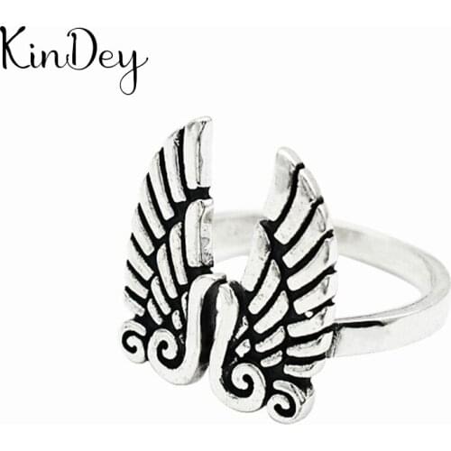 Vintage Silver Color Wings Rings For Women Jewelry Beautiful Finger Open Rings For Party Birthday Gift