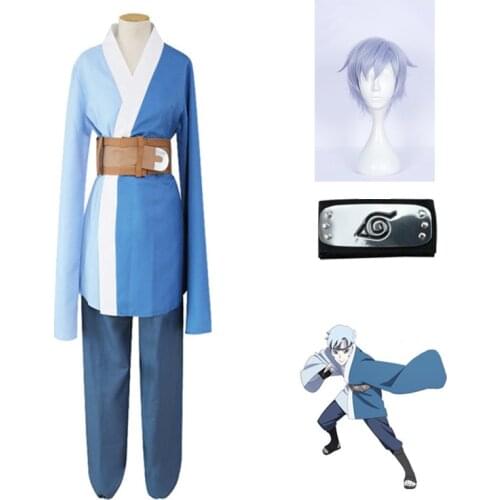 New Shippuden Boruto Supporting Character Mitsuki Cosplay Costumes Kimono Suits For Christmas Party Blue Top Pants Wig Set