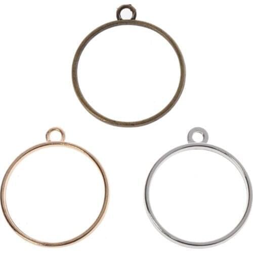 10Pcs Round Pendant Press Flower DIY UV Resin Blank Frame Bezel Jewelry Making