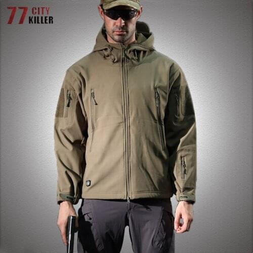 Shark Skin Soft Shell Clothes Tactical Jackets Men Waterproof Hiking Hooded Jacket Coats Male Military Field Bomber Windbreaker
