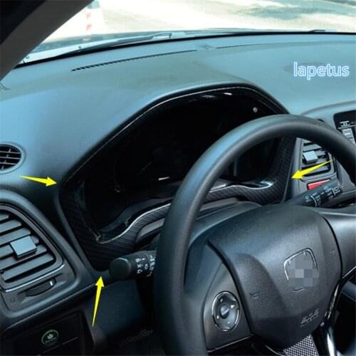 Lapetus Matte / Carbon Fiber Look Interior Fit For Honda HR-V / Vezel 2014 - 2020 Dashboard Instrument Gauge Frame Cover Trim