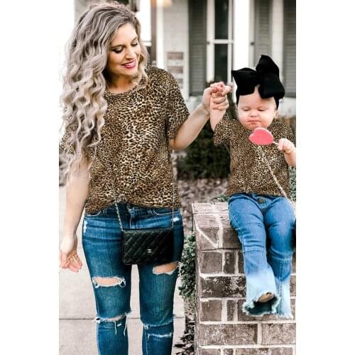 Ruffled Sleeves Leopard Tee Women and Girls Symmer T Shirt Tops Plus Size S-2XL
