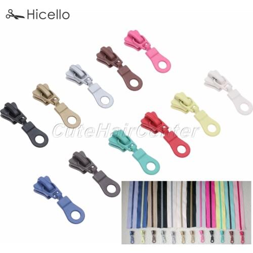 10pcs Metal Zipper Sliders zippers heads 5# Zinc Alloy Resin zipper Replace Pulls DIY craft Cloth Bag Repair sewing Hicello