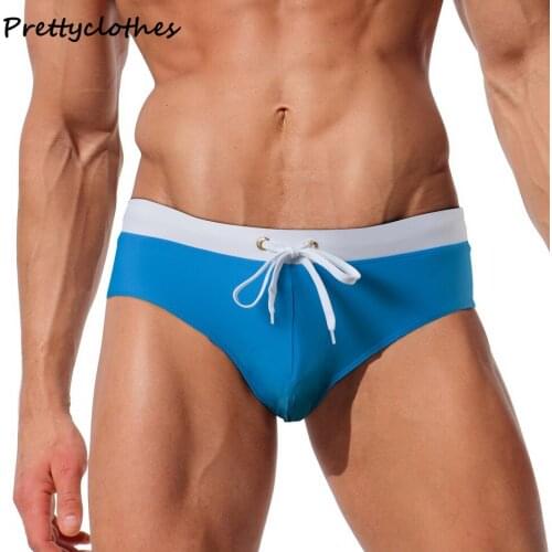 Fashion Clothing Mens Swim Briefs Back Pocket Swimming Suit Beach Color Matching Lace Men Swimwear Male Shorts Swimsuit Trunks