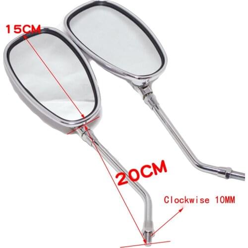E0129 Motorcycle Rear View Mirrors Long Stem for Honda Suzuki Kawaski 10mm Clockwise Backup Side View Mirrors