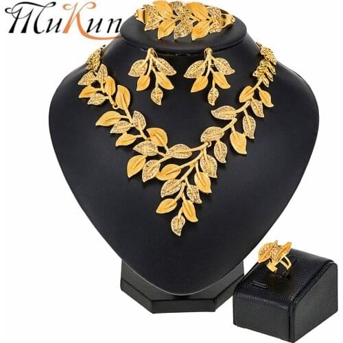 MUKUN nigerian Women Wedding jewelry set Exquisite Dubai Gold bridal Jewelry Set African Woman Costume Jewelry Set Wholesale