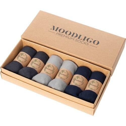 Moodligo Premium Men 'S Bamboo Socks Booties 2 Smoked-2 Navy Blue-2 Gray