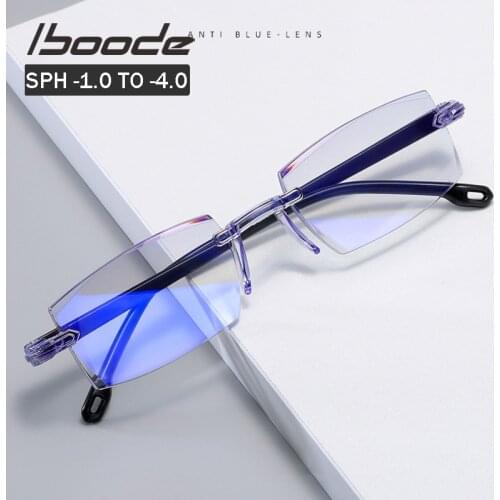 Iboode -1.0 -1.5 -2.0 -2.5 -3.0 -4.0 Finished Myopia Glasses Classic Anti blue Light Prescription Optical Eyeglasses Women Men