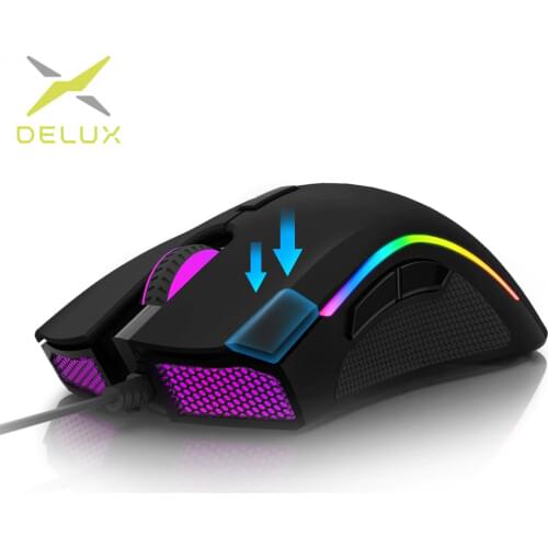 Delux M625 Wired 7D Gaming Mouse Ergonomic PMW3360 12000 dpi RGB Backlit PC Computer Gamer Mice With Wrist Rest Mouse Pad Kit