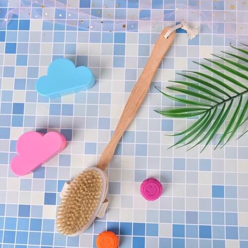 Long Wooden Handle Exfoliating Bath Body Brush Boar Bristles Body Massager Skin Cleaning Brush With For Dry Brushing And Shower