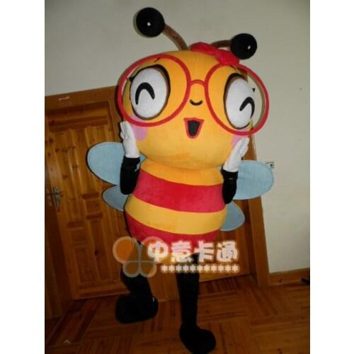 Bee Honeybee Mascot Costume Adult Cartoon Character Outfit Suit Advertising Carnival Halloween Xmas Easter Festival