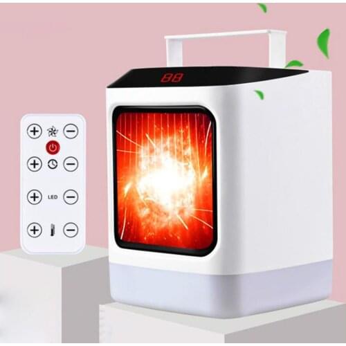 Handheld Ceramic Electric Space Heater 800W 2 Settings Fan Timer Remote Control Fan Heaters Small Portable Electric Office Desk