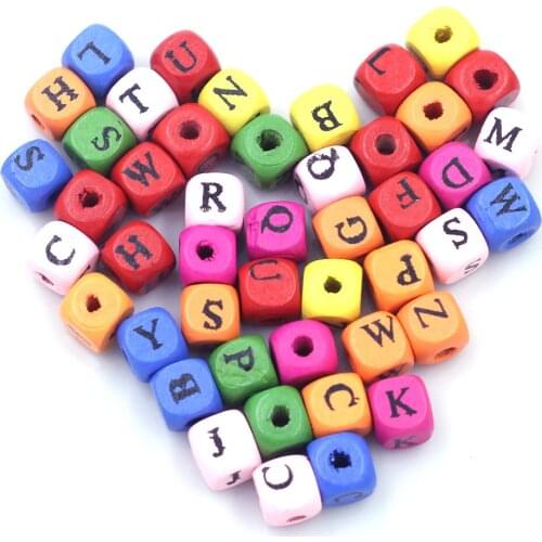 Mixed Cube Wood Spacer Beads Alphabet Letters Multicolor Jewelry Crafts Making Eco-Friendly Ornaments Kids Handwork Accessories