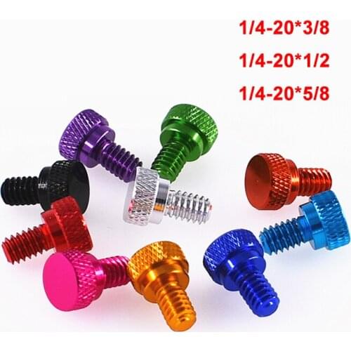 3PCS Aluminum Alloy Knurled Thumb Screws 1/4-20*Length American Standard Adjust Step Screw Camera Telescope Multiple Color