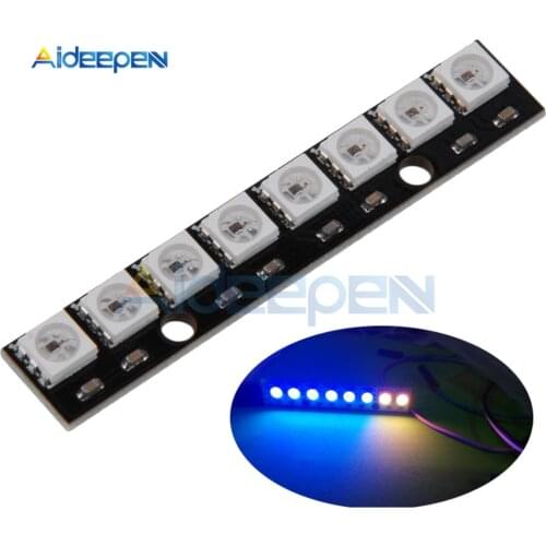 WS2812 WS2812B WS 2811 5050 RGB LED Lamp Panel Module 5V 8 Channel 8-Bit Rainbow LED Precise for Arduino Black Board