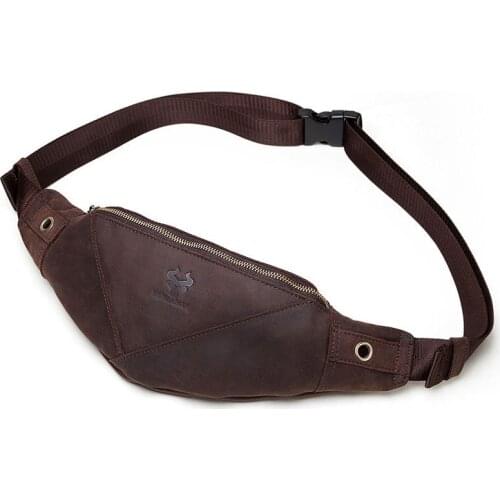 Genuine Leather Waist Bag Pack Crazy Horse Funny Pack Belt Fanny Chest Bag For Phone Pouch