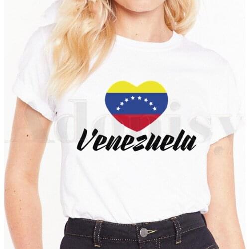LOVE VENEZUELA VZLA Heart Country T Shirts Womens T-shirt Short Sleeve Female Tops Tees Harajuku Vintage