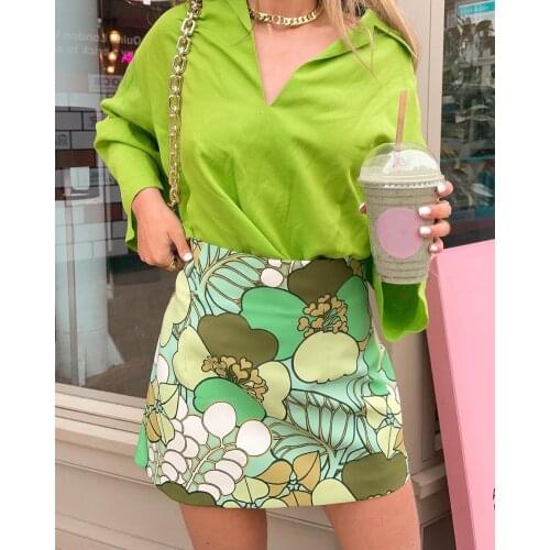 Women’s Casual High Waist Tight Skirt with Floral pattern Summer Personality Plants Printing Short Skirt Girls Dating Shopping
