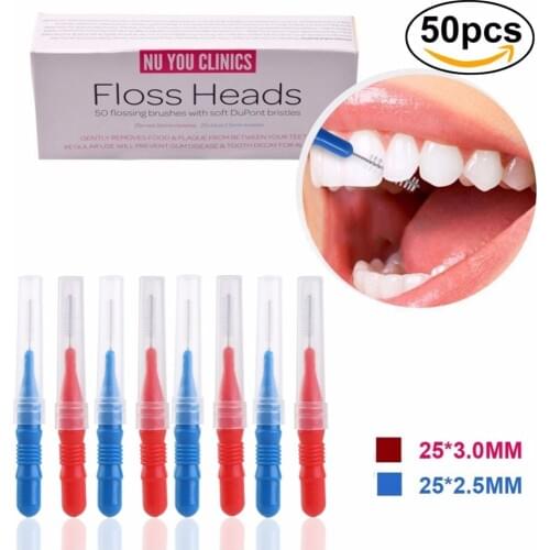 Tooth Interdental Brush Flossing Head Oral Hygiene Dental Flosser Brush Toothpick Healthy For Teeth Head Tooth Pick 50 pcs/pack