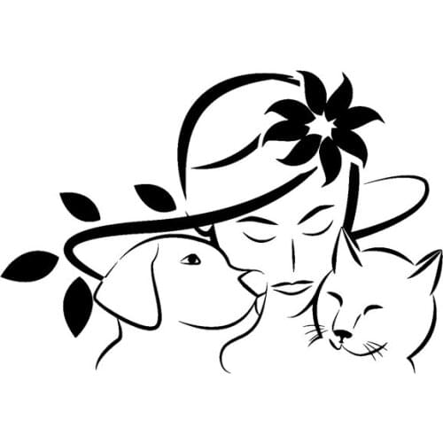 15.2CM*10.4CM Vinyl Decal Veterinary Clinic Woman Animal Cat Dog Car Stickers Black Silver for Hyundai Stickers