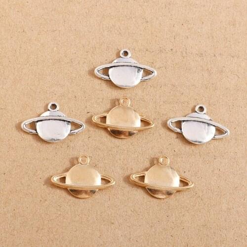 20pcs 15*22mm Spacecraft Planet Charms for Jewelry Making Bracelets Necklace Gold Silver Color Pendant DIY Handmade Crafts