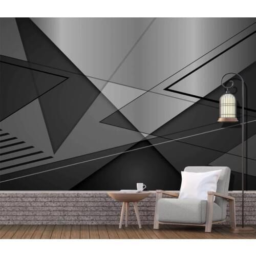 Custom 3d Wallpaper Walls Geometric black and white gray 3D Living Room Sofa Bedroom TV Background Wall Mural Wallpaper Sticker
