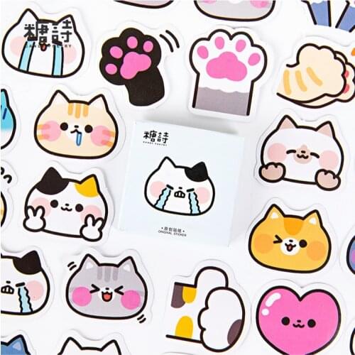 45 pcs/box Cute Meow battle Journal Decorative Stickers Scrapbooking Stick Label Diary Stationery Album animal cat Stickers
