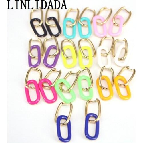 5Pairs Fashion Oval gold color hoop earrings cute multicolor Geometric Dangle earrings for women girls