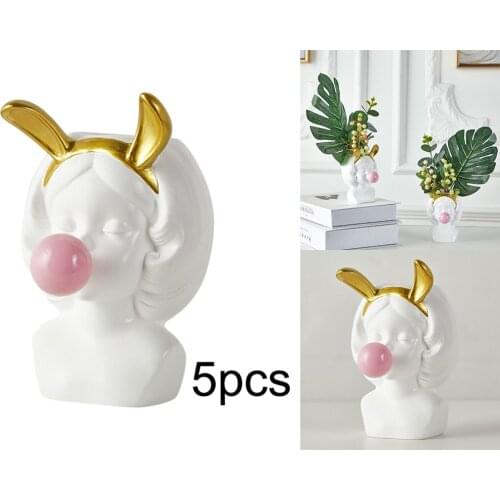 5pcs Cute Girl Blowing Bubbles Succulent Planters Vinyl Flower Pot for Home Tabletop Decor, Various Styles Available