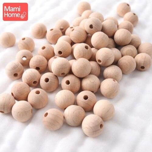 Mamihome 50PCS 18mm Beech Beads Unpainted Handmade Balls Food Grade Wood Teether Child Nursing Accessories Baby Teether Toys