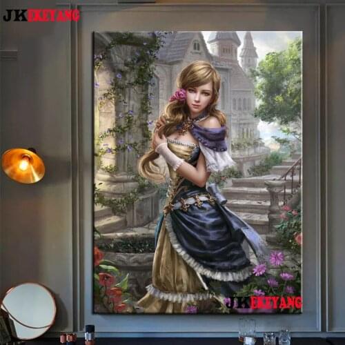 5D DIY square/round Diamond painting Pretty princess and flower Cross Stitch Diamond Embroidery Pattern Rhinestone J3118