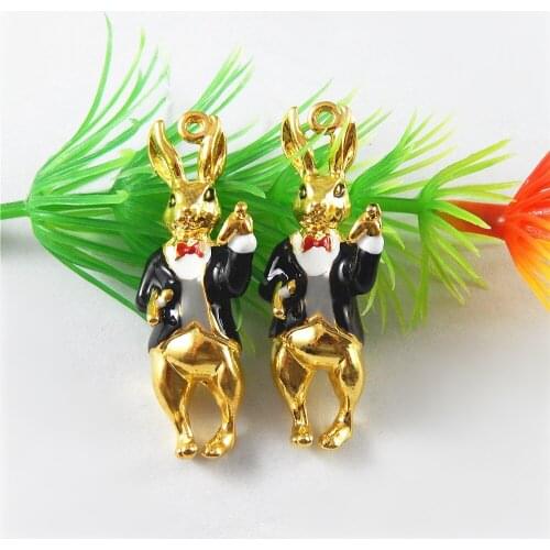 5pcs/lot Creative 3 D Mr Rabbit Necklace Pendant Cute Baby Gift Bracelet Charms 22*13mm Handmade Jewelry Findings Craft 51695