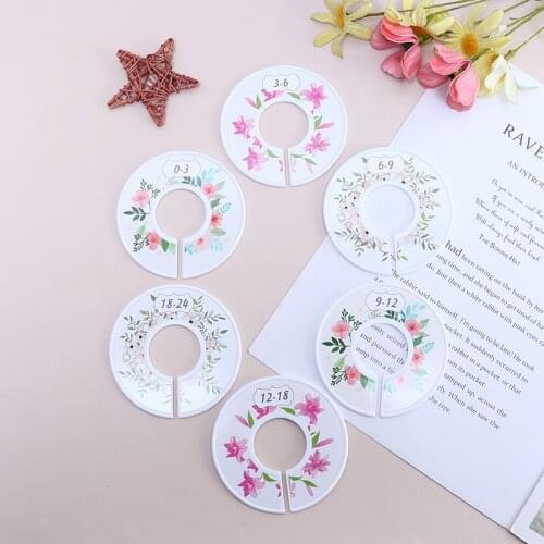 6pcs/set Flower Round Child Clothes Rack Size Dividers Plastic Hangers Ring Baby Garment Size Label Supplies