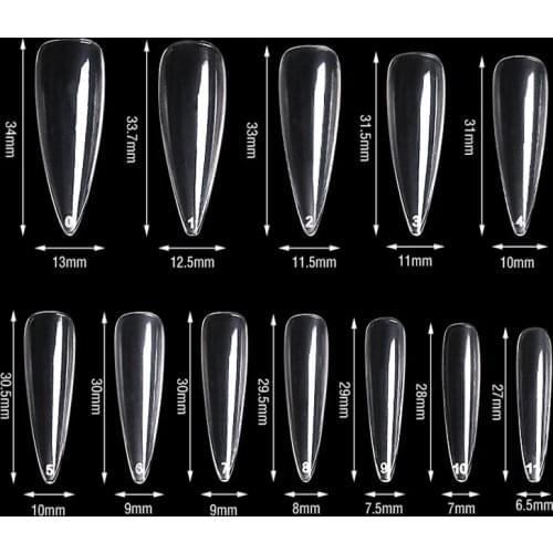 600 Pcs/Lot Stiletto Sharp Ending Fake Nail Tip Full Cover Acrylic Nail Art Designs French Extra Long Salon Nails Tips Manicure