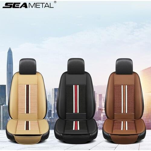 Ice Silk Car Seat Covers PU Leather Vehicle Seat Cushion Breathable Wear-Resistant Seat Protector Universal for 96% Car Models