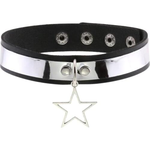 Black Leather Star Choker Punk Necklace Goth Collar For Girl Lady Chocker Gothic Neck Women Cosplay Festival Jewelry Accessorie