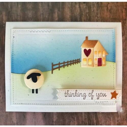 Rural House Sheep Birds Tree Metal Cutting dies Stencil Scrapbooking dies Embossing Handcrafts Paper Card DIY Craft