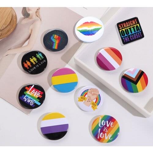 Pride Gay Rainbow Flag Lapel Enamel Pins LGBT Brooches Pins Metal Pins Badge Denim Enamel Lapel Jewelry Gift for Women Girls