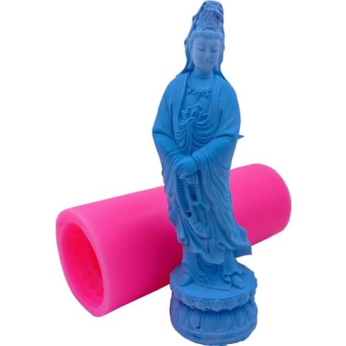 Big Size Buddha Candle Mold Avalokitesvara Candle Wax Molds Mould Decorated Silicone Molds for Buddhist Resin Epoxy Gypsum Concr